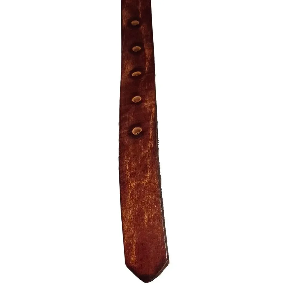 Bohemian Bojo Woven Leather Belt Brown Classic Vintage aged brass Size 28 Plait